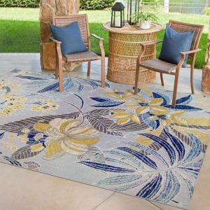 Leick Home 595264 Song Floral Indoor Outdoor Area Rug Rectangle 5’3″x7′