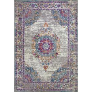 Leick Home 596130 Oryn Vintage Multicolor Medallion Boho Chic Faded Living Room Bedroom Area Rug Rectangle 7’10” x 10′(Fuchsia/Tan)