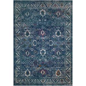 Leick Home 596320 Laraline Vintage Turkish Medallion Collage Faded Turquoise Living Room Bedroom Area Rug Rectangle 5’3″ x 7’7″