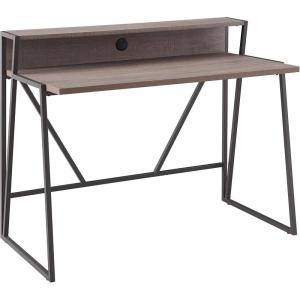 Leick Home 70010-ROGM Fletcher 44″ L x 23.75″ W/D Ready-to-Assemble Contemporary Single-Shelf Cable Management Writing Desk for Home Office, Craft Room, Gaming, Roughsawn Oak/Gunmetal(Roughsawn Oak/ Gunmetal)