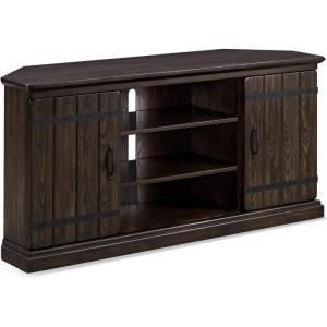 Leick Home 89585 Hunt Club Two Door Rustic Oak Corner TV Stand with Open Component Storage for 60″ TV’s, Burnished Laurel Oak