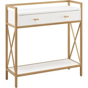 Leick Home 9231-WTGL Claudette Mixed Metal and Wood Hall Stand, White/Gold