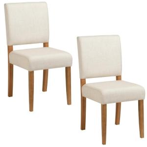 Leick Home Brax Dining Chair with Upholstered Back and Wood Base – Set of 2 for Dining Room – Modern Chairs in Natural White Sand, 214452
